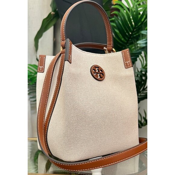 NWT! Tory Burch Canvas and Brown Leather Chelsea Shoulder Bag/ Tote - Picture 7 of 10